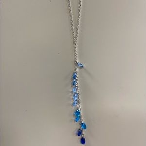 Sterling Silver Blue Crystal drop necklace